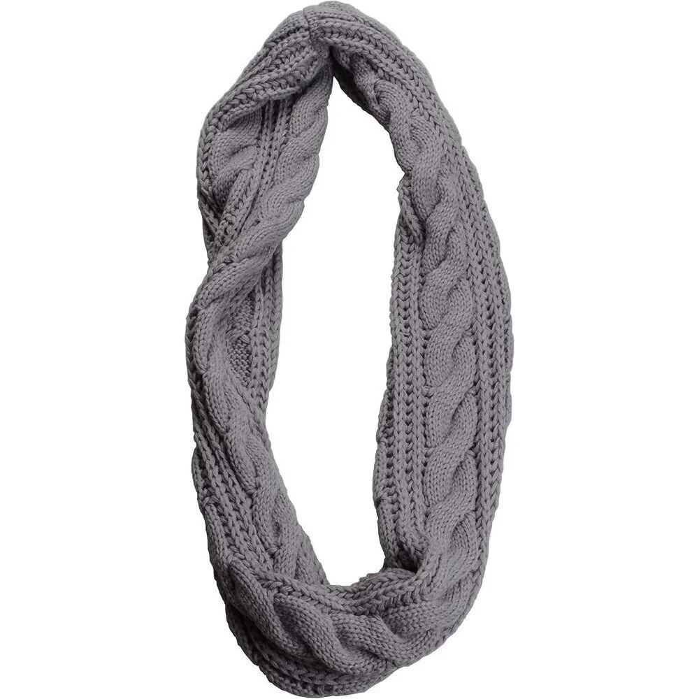 Women's Twist Grey Thick Ribbed Knit Winter Infinity Circle Loop Scarf